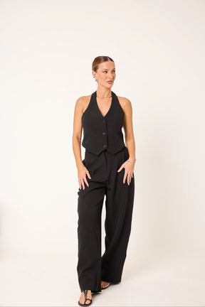 Trijunto Aurora 3 Peças Preto – Colete Frente Única, Blazer e Calça