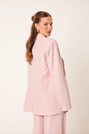 Trijunto Aurora 3 Peças Rosa – Colete Frente Única, Blazer e Calça