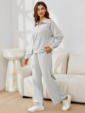 Conjunto Feminino com Suéter Gola Alta e Calça com Cordão - Estilo Bellanita