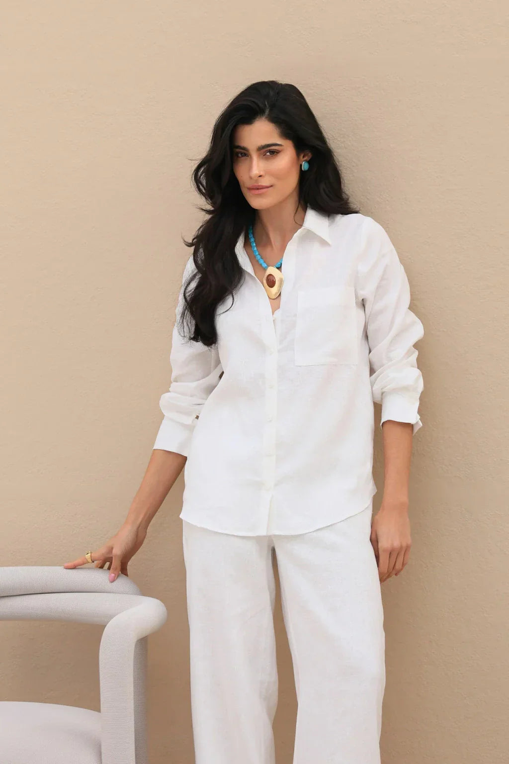 Conjunto Santorine Resort Linho Branco