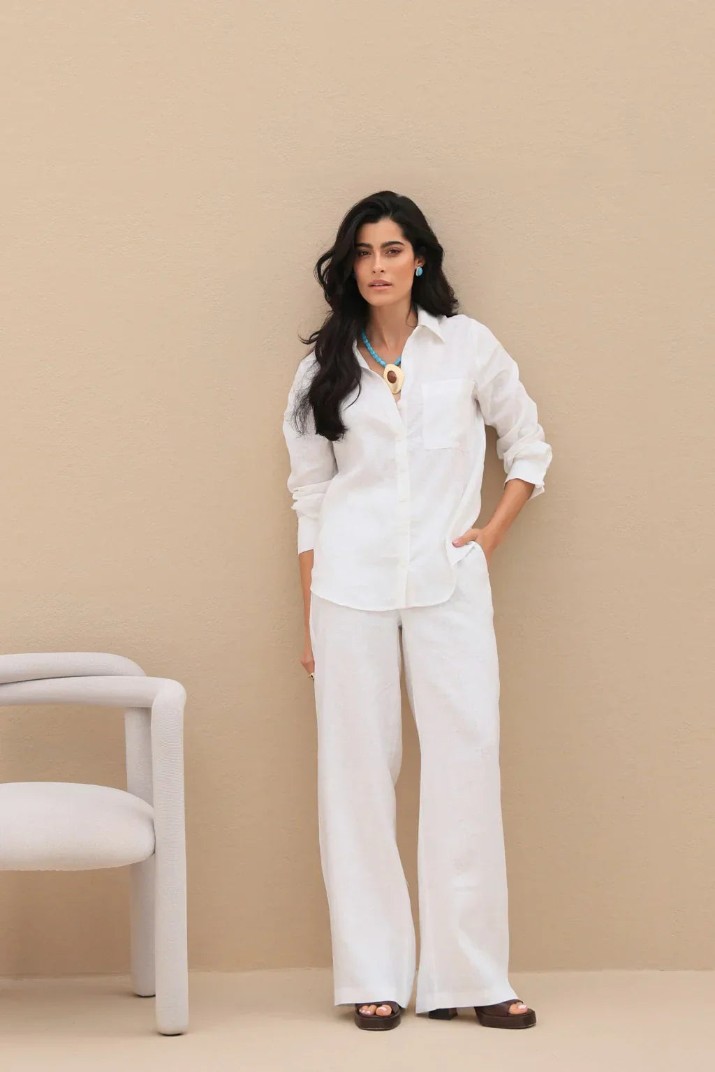 Conjunto Santorine Resort Linho Branco