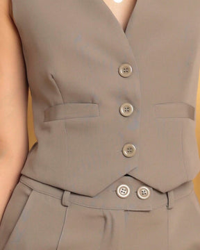 Conjunto Feminino Colete e Calça de Alfaiataria Chic