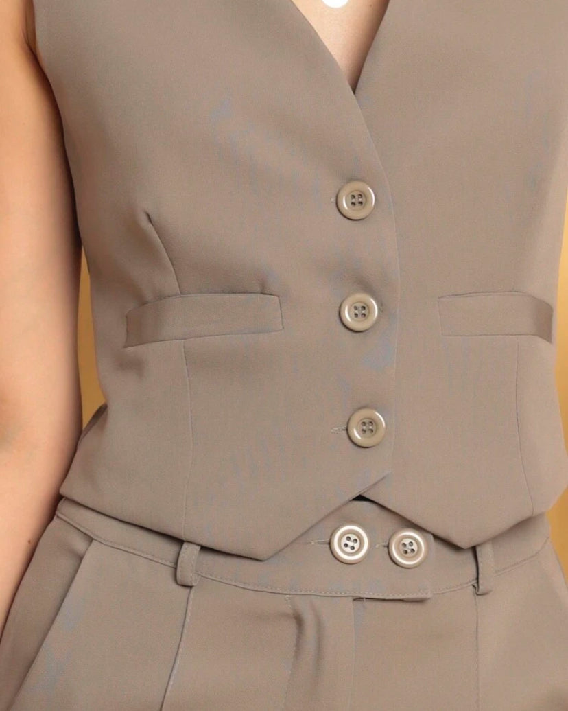 Conjunto Feminino Colete e Calça de Alfaiataria Chic