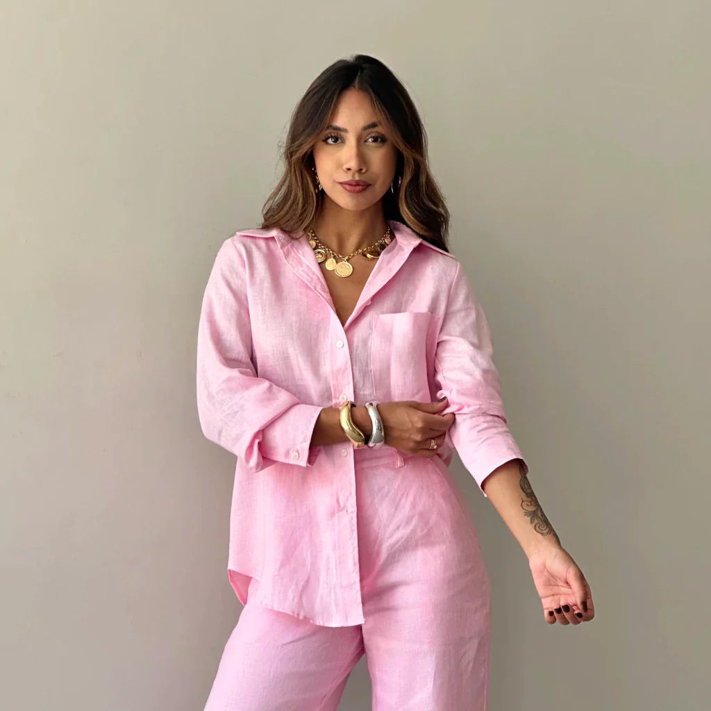 Conjunto Santorine Resort Linho Rosa