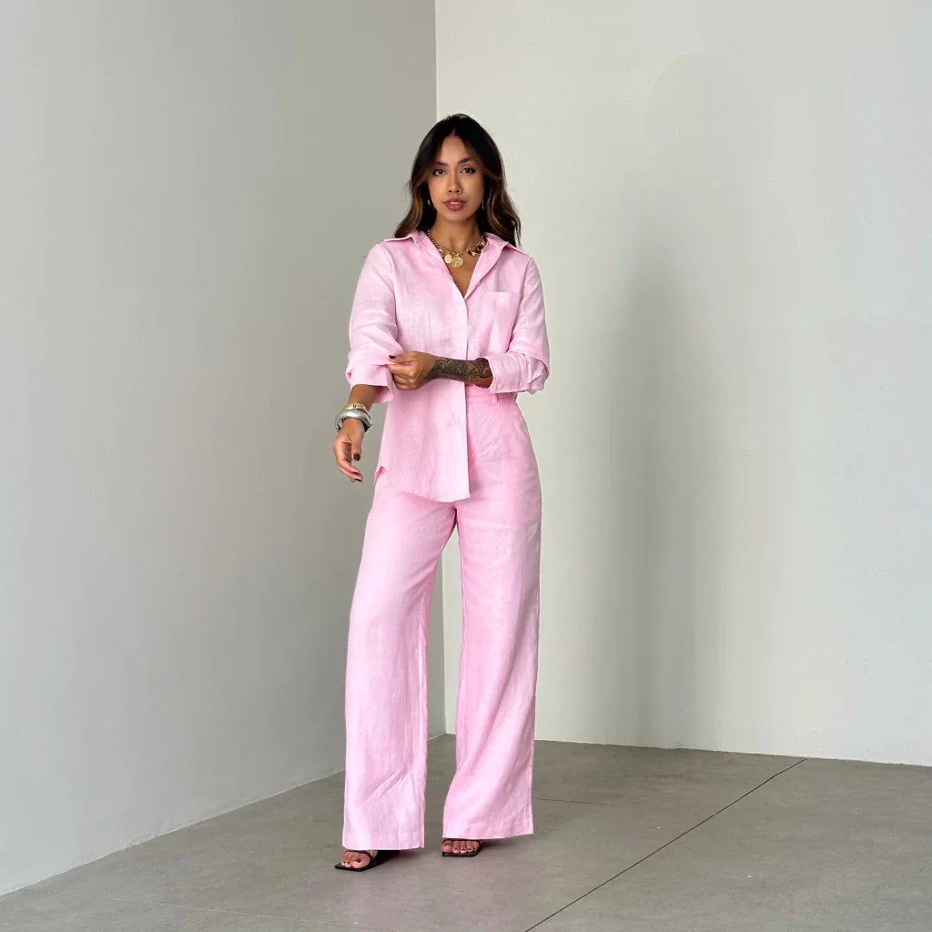 Conjunto Santorine Resort Linho Rosa